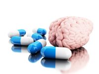 3D A brain with some pills.